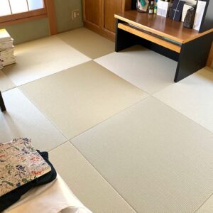 奈良市西登美ヶ丘の縁無し半和紙カラー畳新調入替工事